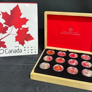 2013 Royal Canadian Mint Set of 12 .9999 Fine Silver $10 Coins, 34mm