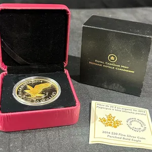 2014 Canada $20 Fine Silver Perched Bald Eagle Coin w/Box & COA