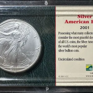 2001 Silver American Eagle Uncirculated Coin in Littleton Slab
