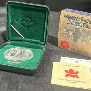 2002 Canada Golden Jubilee Proof Silver Dollar Coin With Case