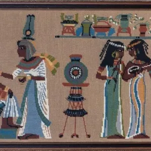 EGYPTIAN REVIVAL CANVAS EMBROIDERY PICTURE