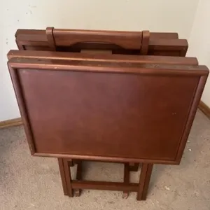 4+\ -  Wood TV trays W/ Stand 1 has stain