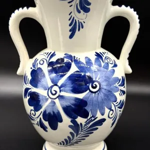 Delft Blue Hand-Painted Floral Double-Handled