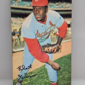 1970 Topps Super Baseball Bob Gibson HOF 33 Stains