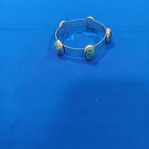 Silver Bracelet With Turquoise Stones. Approx 2.5