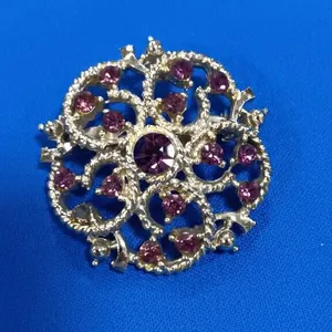 Vintage Gold-Tone Filigree Flower Brooch With