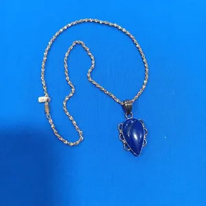 Silver Teardrop Pendant With Lapis Lazuli Stone