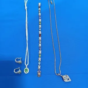 Gold Chain With Rhinestone Pendant, Tennis