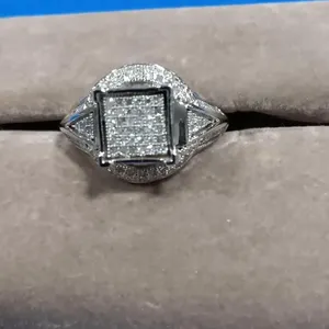 Silver Tone Princess Cut Cluster In Square