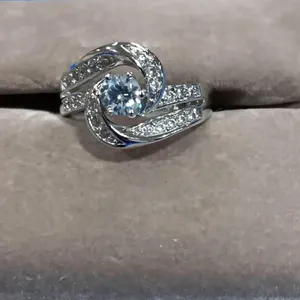 Silver Tone Round Cubic Zirconia Ring. Approx