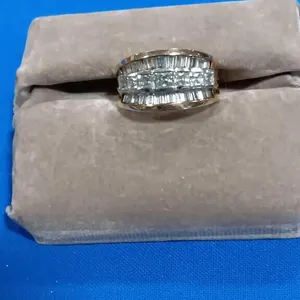 Gold Tone Ring With Channel Set Baguettes &  &