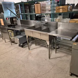 SMS Equipment Stainless Steel Right Side Dirty Dish Table with 3 Compartment Sink