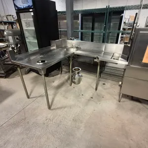 Stainless Steel L-Shaped Left Side Dirty Dish Table with Garbage Disposal Chute