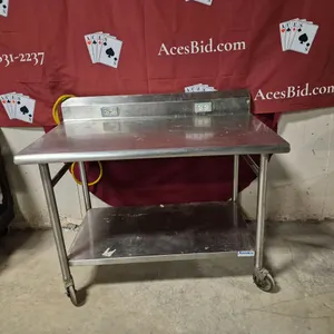Amtekco Stainless Steel Work Table on Casters with Stainless Legs and Under Shelf and Electrical ...