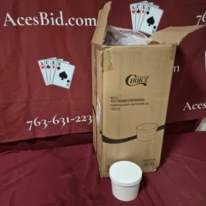 (50) Choice White Ice Cream To-Go Containers with Covers