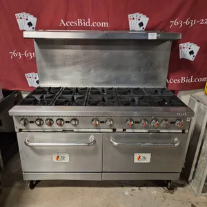 CPG 10 Burner Range on Casters with 2 Ovens Below and Stainless Steel Over Shelf - Model # S60-N ...