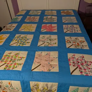 Handmade Patchwork Quilt with Leaf Pattern