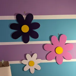 Set of 3 Painted Flower Wall Hangings