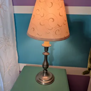 Metal Candlestick Table Lamp with Fabric Shade
