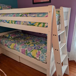 White Twin Bunk Beds with Ladder