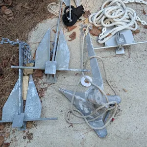 Lot of Boat Anchors and Marine Ropes