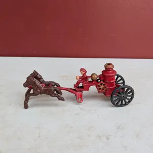 Vintage Cast Iron Horse-Drawn Fire Toy
