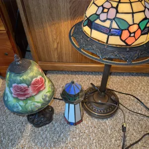 Tiffany Style Lamp, Rose Lamp & Accent Lantern