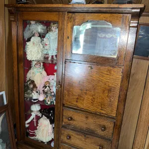 Antique Oak Secretary Bookcase Cabinet