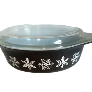 Rare vintage Pyrex black snowflake dish