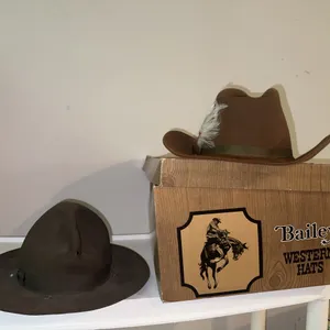 Vintage Baileys western hat, etc.