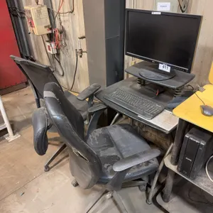 Lot of (1) LG Monitor, Keyboard, Mouse, Desk, UPS, (2) Task Chairs