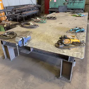 241” X 103” X 33” Steel Welding Table w/ Gray Tools 6” Bench Vise