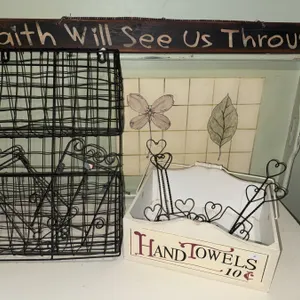 Decorative Household Items Lot: Baskets, Tray, Wall Sign