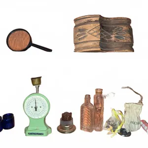 Wall-Mounted Wooden Display Shelf With Assorted Small Collectibles
