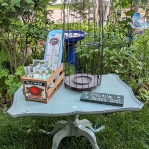 Antique Pedestal Table With Bird Cage and Planters Pack