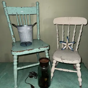 Painted Wood Chairs with Decorative Accessories
