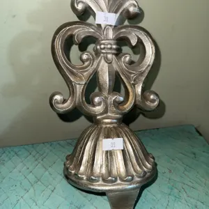 Decorative Wall Mirror, Blue Embossed Tin Panel, and Cast Metal Wall Hook