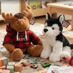 Jasper Moose and Stuffed Animal House Husky