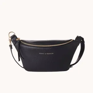 SIRIANO Genuine Leather Sling Bag Black