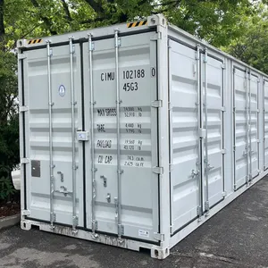 GREY 40' 52,910 LB MAX CAPACITY INDUSTRIAL TRANSPORT CONTAINER WITH 4 DUAL SWING SIDE DOORS DUAL