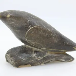 SIGNED SOAPSTONE LUCASSIE IKKIDLUAK SEAL ON ROCK