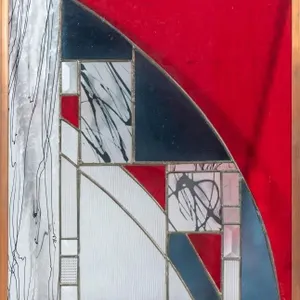 HANDMADE STAINED GLASS PANEL SIGNED BY ARTIST