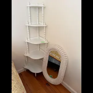 White Wicker Oval Mirror