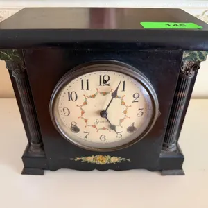 Sessions Mantel Clock Black Floral Accents...