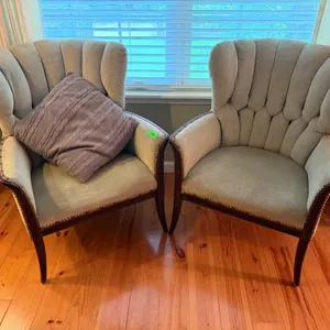 Beige Accent Chairs - Upholstered Wooden Legs