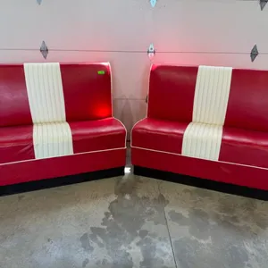 Diner Booth Red White Vinyl Set of 2