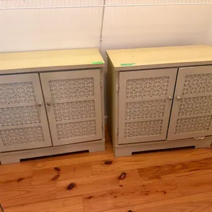 Mid-Century Cabinets - Light Wood - Lattice Doors