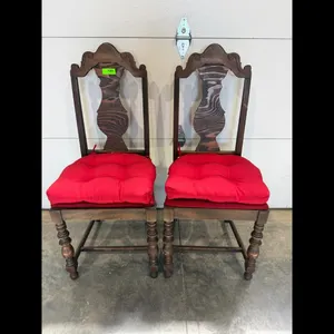 Vintage Wooden Dining Chairs BrownRed
