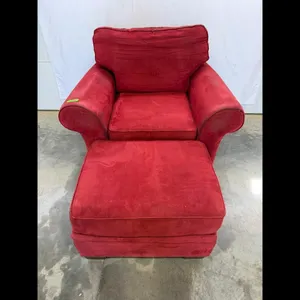 Red Armchair with Ottoman