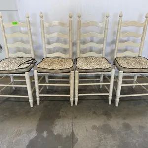 Cream Ladder Back Dining Chairs w Floral...